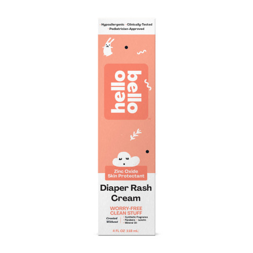 Hello Bello Baby Diaper Rash Cream, Hypoallergenic & Soothing with Zinc Oxide for Newborn Protection, 4 oz