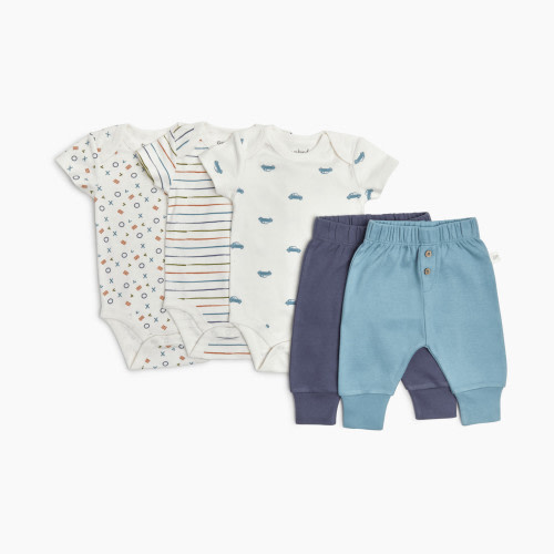 Tiny Kind 3 Pack Assorted Bodysuits - Assorted Blues, 9-12 M