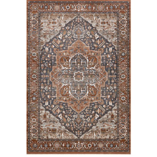 Rosette Medallion Fringed Rug | Rust – Rugs USA