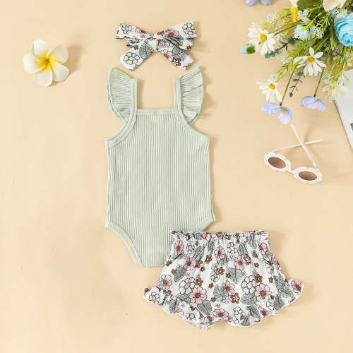 Fly Sleeve Floral Shorts Set