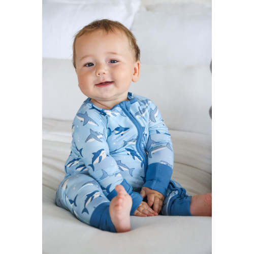 Convertible Zip Romper in Fin Friends | Caden Lane