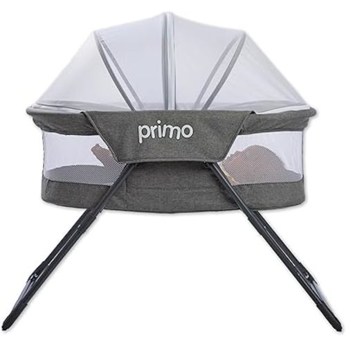 Cocoon Deluxe Folding Travel Bassinet (Heather Gray) - Lightweight Baby Bed and Portable Bassinet with Removable Mesh Canopy, Perfect Travel Crib & Bedside Bassinet for Baby, Incl. Carrying Tote Bag