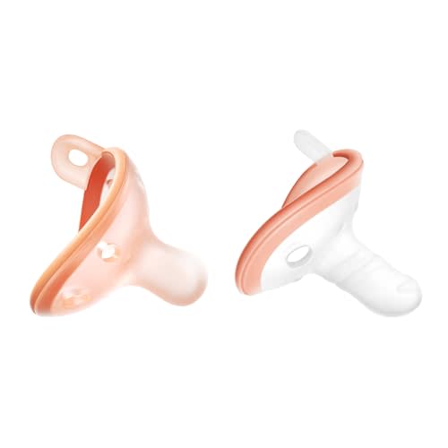 Garkoko Baby Pacifiers 0-6 Month, Soft Silicone Newborn Pacifiers with Large Air Holes, BPA Free, Set of 2 in Thumb & Nipple Shape