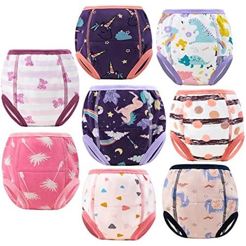 MooMoo Baby 8 Packs Potty Training Pants Cotton Absorbent Training Underwear for Toddler Boy and Girls 2T-9T