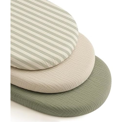 Niceye Muslin Bassinet Sheets 3-Pack for Hourglass Bassinets, 32" x 16"