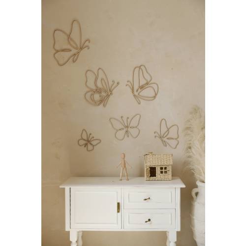 Wooden Wall Butterflies Décor for Kids Room – Natural Plywood, Boho Nursery Wall Art, One Line Minimalist Design, Woodland Baby Shower Gift