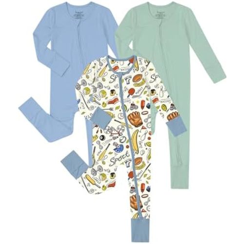 Unisex Baby Zipper Footies Pajamas 3-Pack