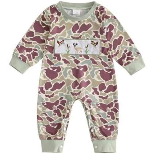 Pudcoco Duck Hunting Baby Clothes Infant Baby Boys Girls Camoflage Embroidered Mallard Duck Romper Jumpsuit