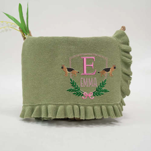 Personalized Name German Shepherd Baby Blanket