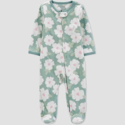 Carter's Just One You® Baby Girls' Floral Fleece Sleep N' Play - Sage 9m
