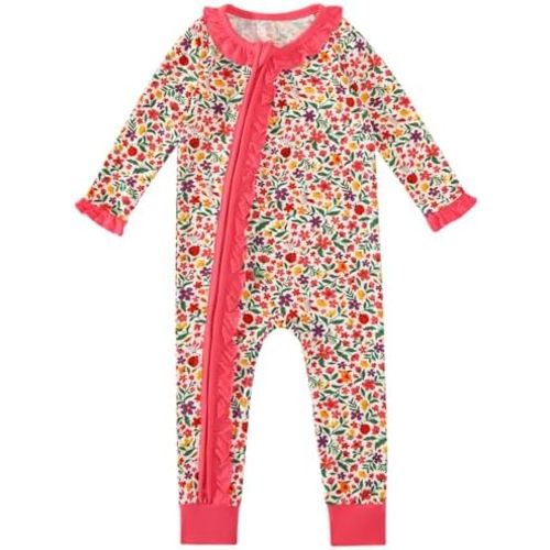 Baby Girls Rompers-Long Sleeve Zipper Jumpsuit Ruffle Clothes Infant Outfits for Girls
