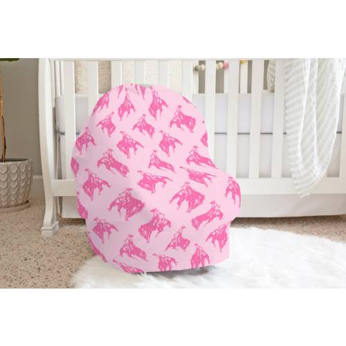 Cowgirl Baby Car Seat Cover, Pink Western Girl Gift, Western Themed Nursery, Matching Horse Nursery Set, Horse Crib Bedding Set For Girl