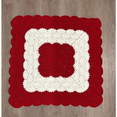Crochet baby blanket size 34x34 red and white Christmas colors Handmade
