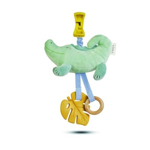 SARO Sensory Jungle Party Pull-Down Rattle - Crocodile: Baby Teething Toy, Interactive Rattle, Developmental Play, Sensory Stimulation, Infant Activity Center