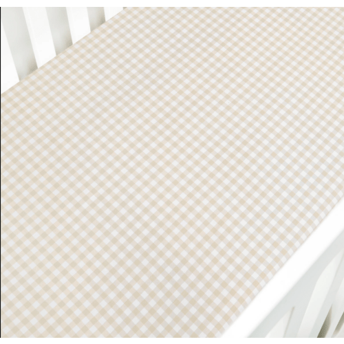 Picnic Gingham Crib Sheet - Beige