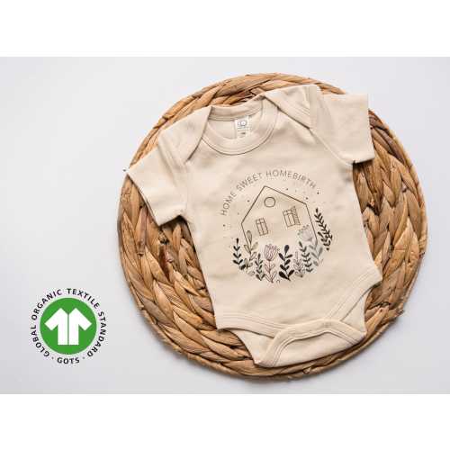 Born at Home Bodysuit, GOTS Organic, Home Sweet Homebirth clothing, Home Birth Baby Outfit, infant one piece, natural birth, newborn gift