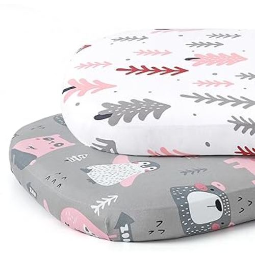 Stretch Fitted Bassinet Sheet Set BROLEX 2 Pack Cradle Sheets for Bassinet Pad/Mattress,Unisex Boys Girls,Ultra Soft,Jungle Animals