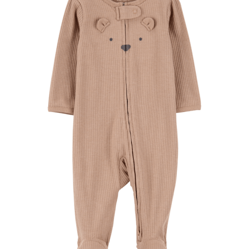 Brown Baby Bear 2-Way Zip Ribbed Sleeper pyjamas | Carter’s Oshkosh Canada