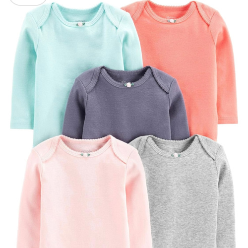 Simple Joys by Carter's Baby Girls' Long-Sleeve Bodysuit, Pack of 5
