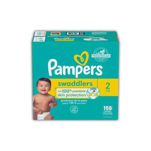 Pampers Swaddlers Diapers - Size 2, One Month Supply (156 Count), Soft Disposable Baby Diapers