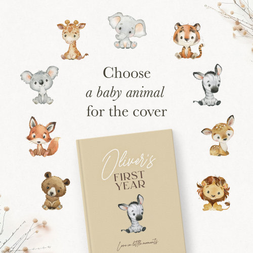 Baby's First Year - Beige. Personalized Baby Memory Book. Gift for parents, Journal for newborn, record book, Named baby book, baby shower