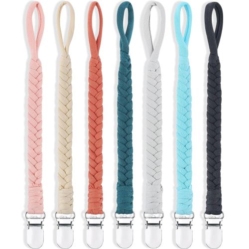 Pacifier Clips for Baby Boy and Girls, Handmade Braided Pacifier Holder, Baby Pacifiers Clips Leash Cotton Smoother Binky Clips Newborn Fits All Pacifier Unisex Baby Shower Case (Muilticolor)