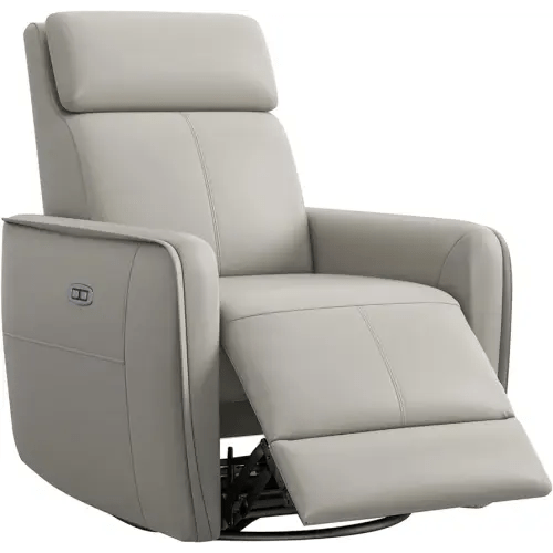 ANJ Power Rocker Recliner Chair with USB Port, Electric 270° Swivel Glider Recliners for Nursery, FSC Certified Upholstered Leathaire Rocking Reclining Sofa for Living Room, Bedroom, Silver Gray