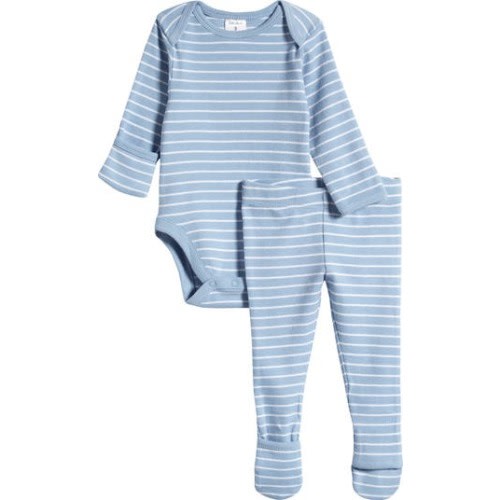Stripe Bodysuit & Convertible Footed Pants Set, 6M