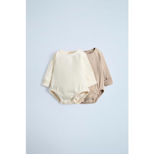 PACK OF TWO RIB BODYSUITS - Light beige | ZARA United States