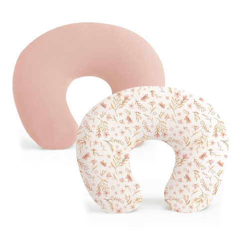 Konssy 2 Pack Nursing Pillow Covers, Stretchy and Soft Nursing Cover for Breastfeeding, Pillow Slipcover for Baby Girls Boys Newborn (Pink Spring, Pink)