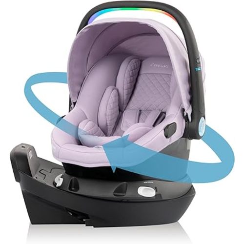 Evenflo Revolve180 LiteMax NXT Rotational Infant Car Seat with SensorySoothe (Agate Purple)