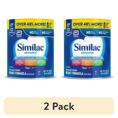(2 pack) Similac Advance Baby Formula with Iron, Powder, 30.8-oz Value Can