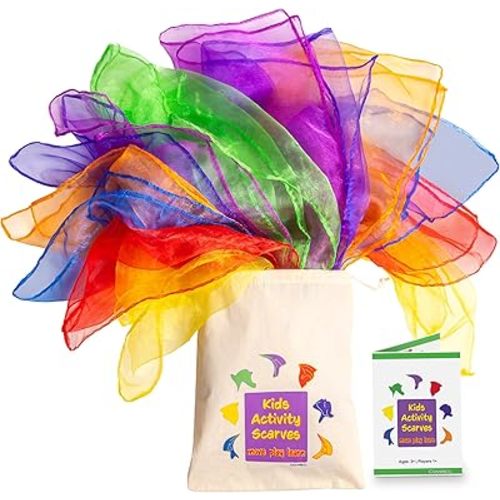 14 Dancing Scarves for Kids - Juggling Scarves for Play & Dance, Parties, Music & Movements - Play Silks for Toddlers & Preschool for Early Learning