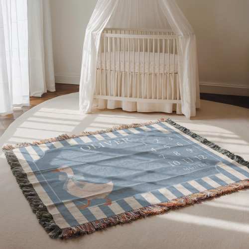 Monthly Milestone Blanket Baby Growth Chart Month Tracker Newborn Gift for New Mom Personalized Baby Name Blanket Customized Baby Boy Gift