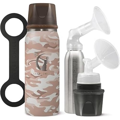Breastmilk Chiller Reusable Storage Container by CERES CHILL | Keeps Milk Safe for up to 20 Hours | Connects w/Major Pumps (in Plain Sight Camo)