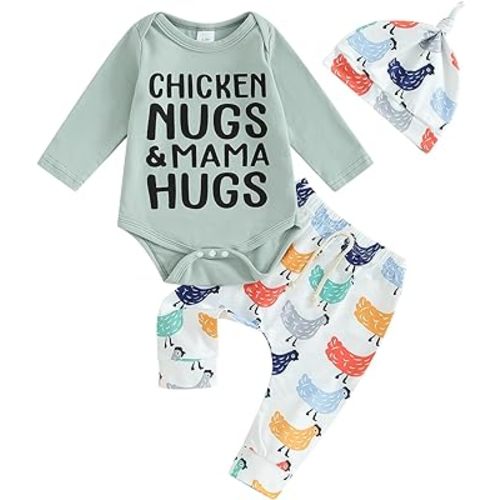 Twopumpkin Infant Baby Boy Farm Letter Bodysuit Romper and Long Pants Newborn Coming Home Outfit Cute Clothes Sets with Hat