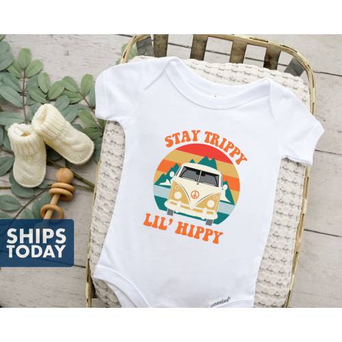 Stay Trippy Little Hippie Onesie®  - Boho Hippie Bodysuit - Funny Sayings Baby Clothes - Retro Stay Trippy Little Hippie Baby Onesies®