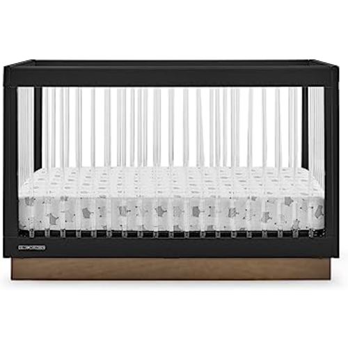Delta Children James Acrylic 4-in-1 Convertible Crib - Greenguard Gold Certified, Midnight Grey/Acorn