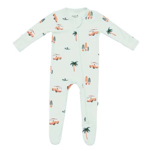 Zippered Footie in Dew Surf 3-6 months