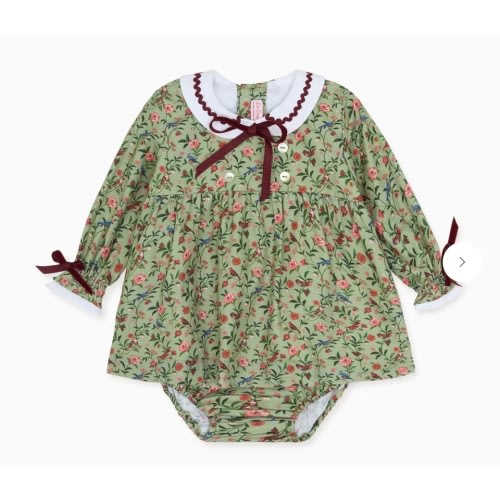 Sage Bird Floral Granada Baby Girl Set | La Coqueta Kids