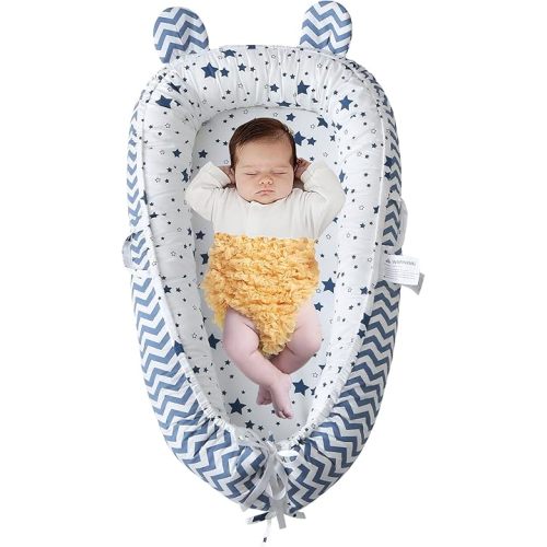 Baby Lounger for Newborn 0-24 Months, Infant Cosleeper Bed for Baby Girls Boys, Breathable & Soft Cotton Snuggle Nest Cover, Portable and Lightweight Infant Lounger for Home and Travel