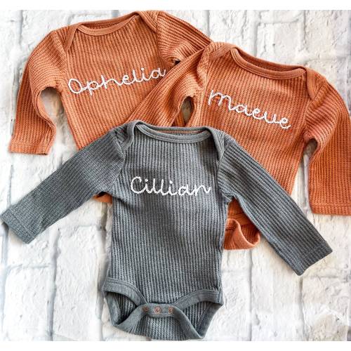 Hand Embroidered Long Sleeve Bodysuit