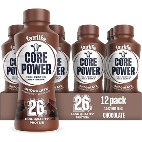 Core Power Protein Shake, Chocolate, 26g Bottle, 14oz, 12 Pack