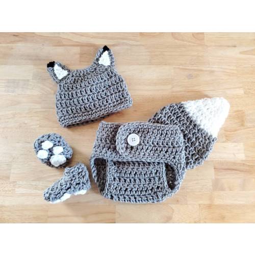 Newborn Baby Gray Wolf Outfit Gender Neutral
