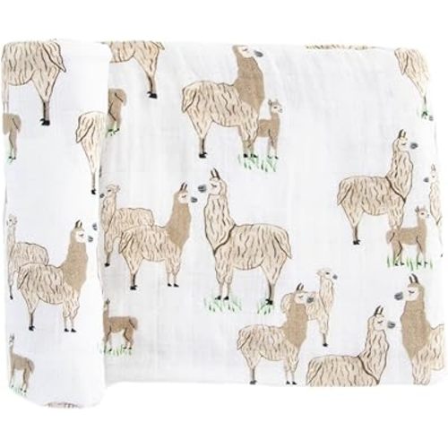 Little Unicorn Premium Cotton Swaddle Baby Blanket | Breathable Fabric | for swaddling, Play, Nursing & More (Llama Llama)