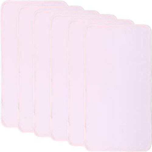 6PK Extra Large Quilted Changing Pad Liners Waterproof, Cotton Ultra Soft Changing Table Cover Liners, 28” x 15" Washable Reusable Changing Mats Protector, 6 Pack Set, Light Pink