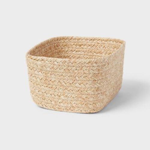 Small Natural Woven Basket Brown - Brightroom: Rectangle Storage, Paper Material, 4"x8"x6"