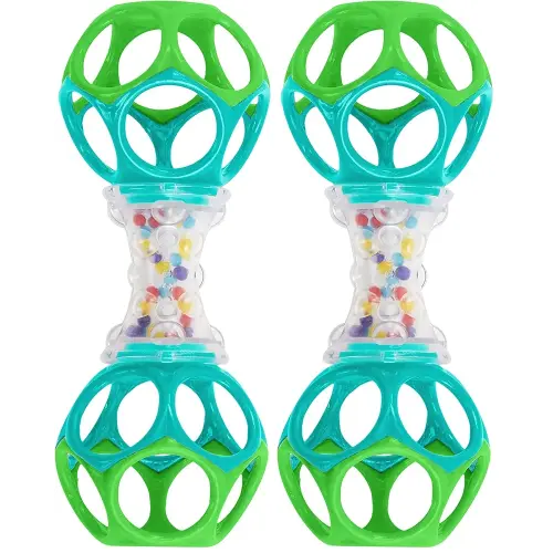 Bright Starts Oball Shaker Rattle Toy, Ages Newborn + (Pack of 2)