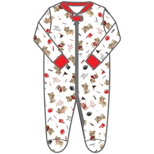 Bulldog Pride Zipper Pajamas- Red