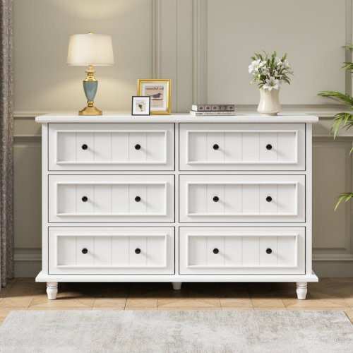 Lark Manor™ Amarilys 6 Drawers 47.2''W Retro Style Double Dresser & Reviews | Wayfair
